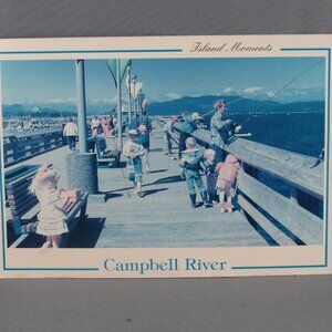 Vintage Postcard - Fishing Campbell River Boardwalk - J Courtenay